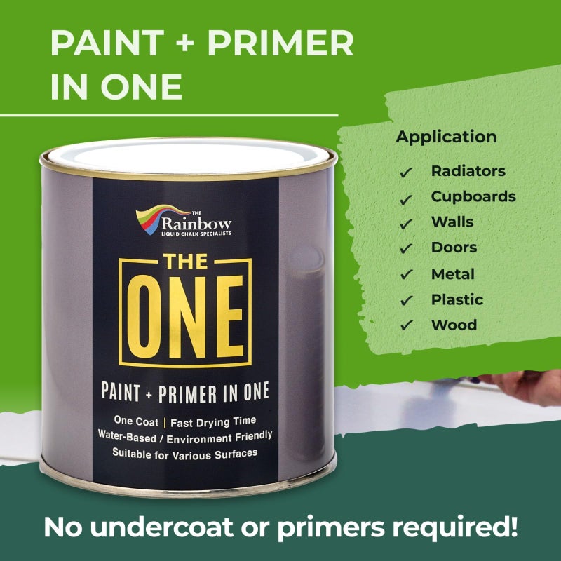 THE ONE All-In-One Paint & Primer - Green Matte, 33.8 Fl Oz/1 Liter | 1 Coat Formula | Easy Indoor & Outdoor Decorating for Home & Garden Walls, Floors & Furniture | Water-Based & Low VOC - Image 2